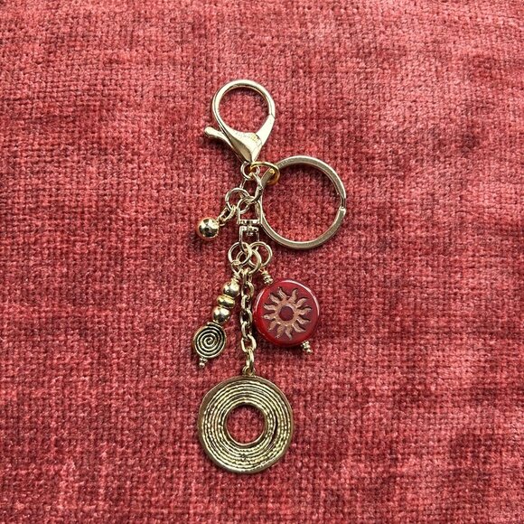 FLOATING RING PENDANT Bag Charm Gold Tone ⭕ - Picture 6 of 8